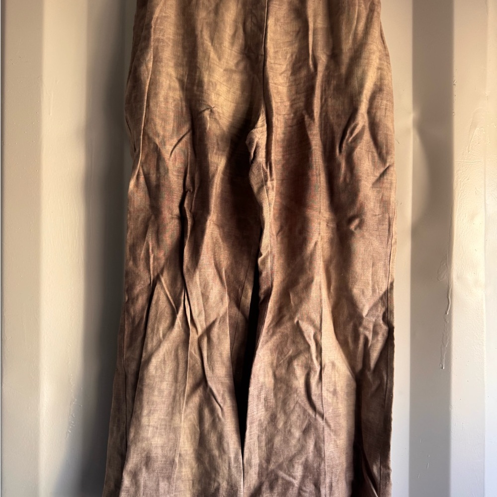 Lauren Vidal Brown Splotch Wide-Leg Pants